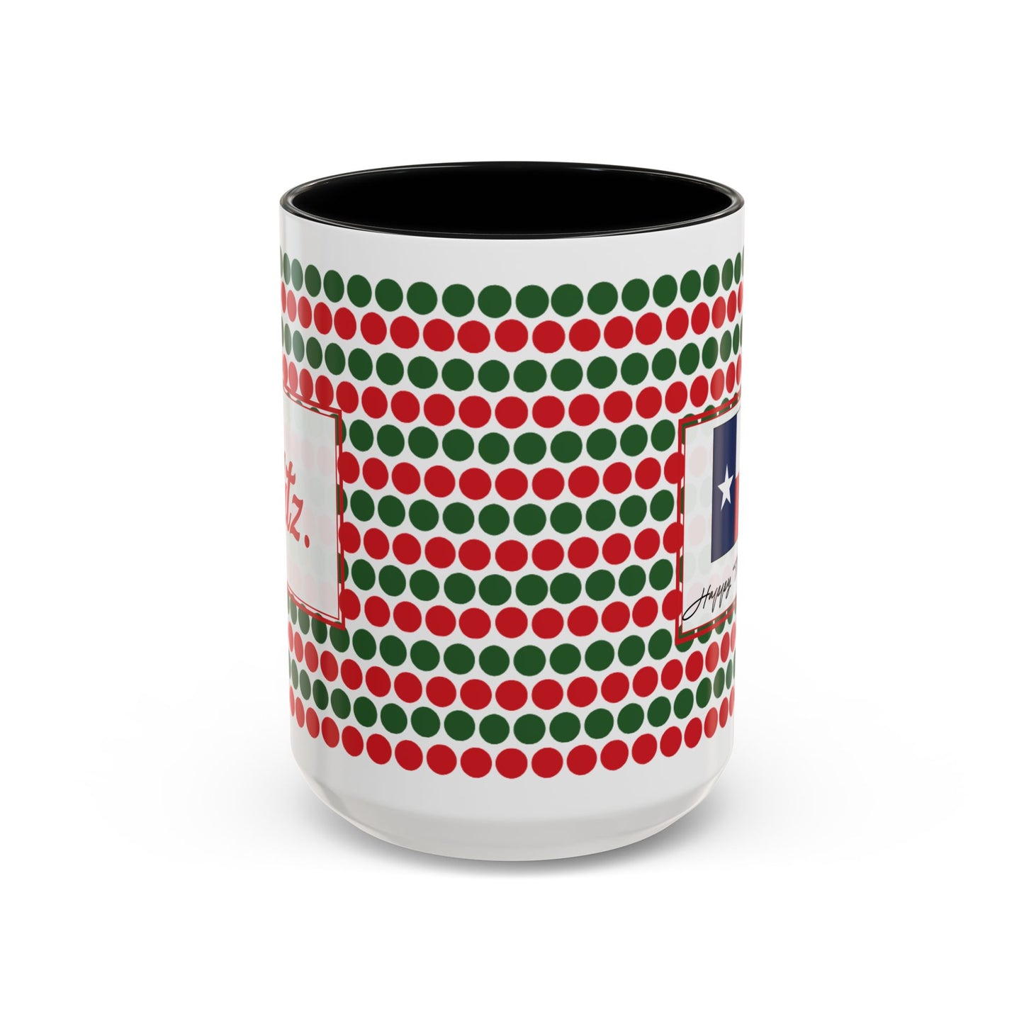 Blitz- Christmas Polka Dots Personalizable Christmas Ceramic Mug (11oz, 15 oz)