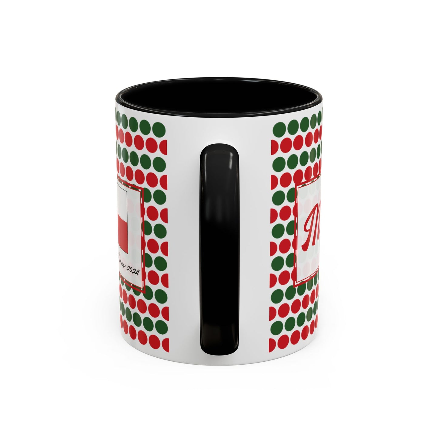 Merry- Christmas Polka Dots Personalizable Christmas Ceramic Mug (11oz, 15 oz)