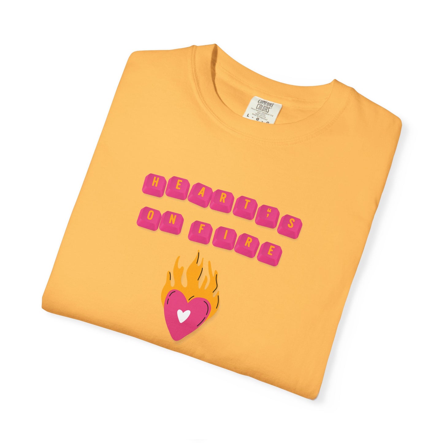 HEART'S ON FIRE Key Caps Flaming Heart Unisex Garment-Dyed T-shirt