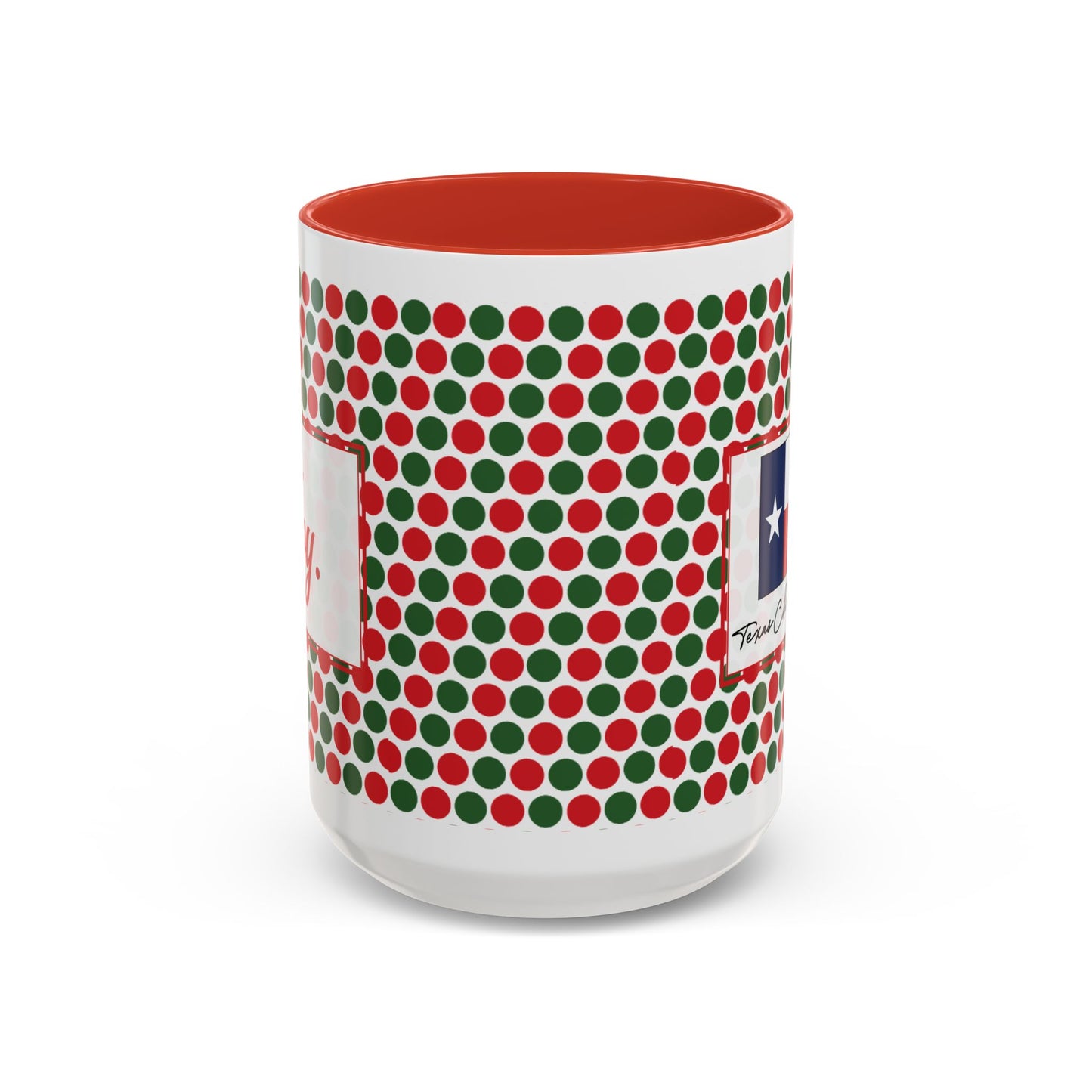 Joy- Christmas Polka Dot Party Personalizable Christmas Ceramic Mug (11oz, 15 oz)