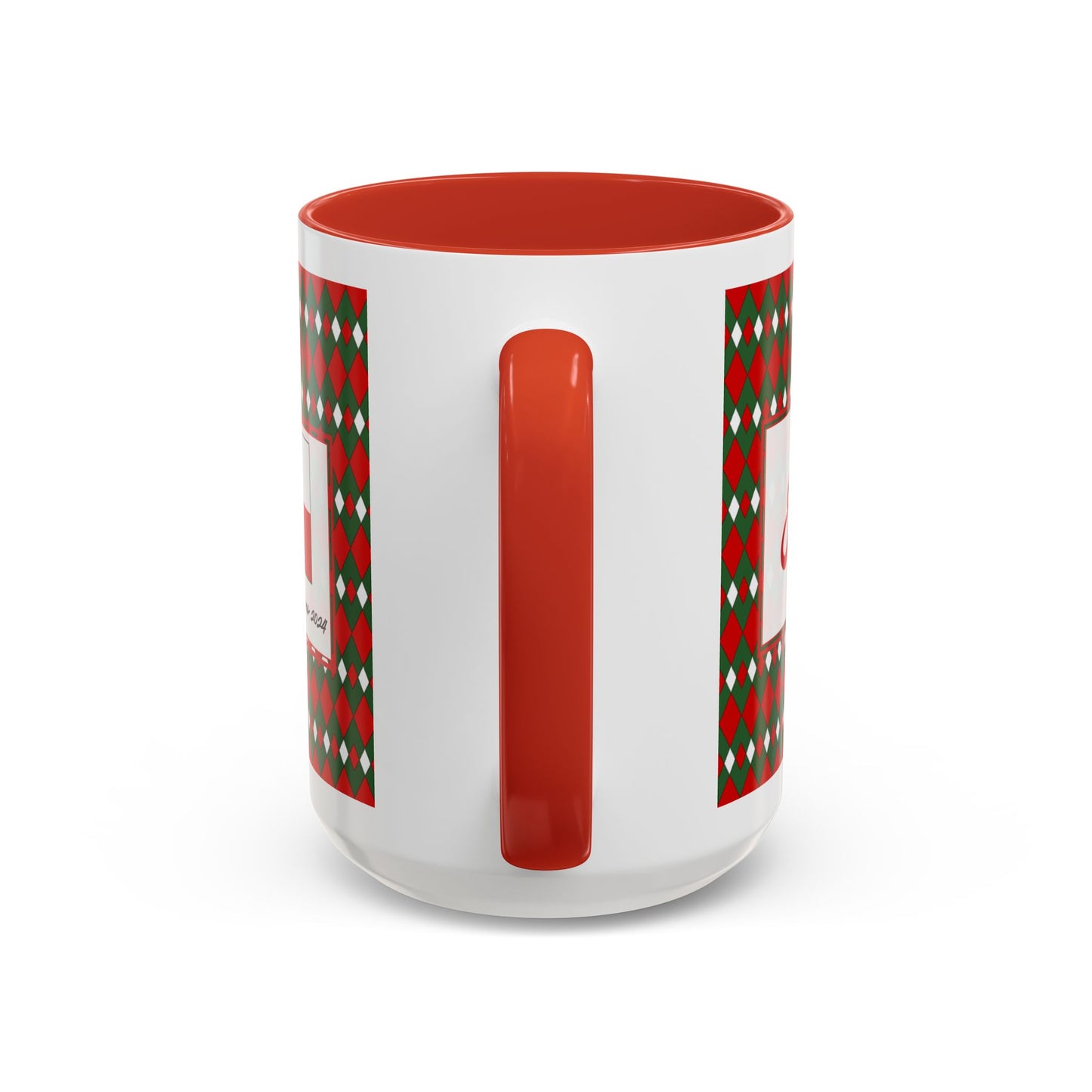 Jolly- Christmas Fancy Argyle Personalizable Christmas Ceramic Mug (11oz, 15 oz)