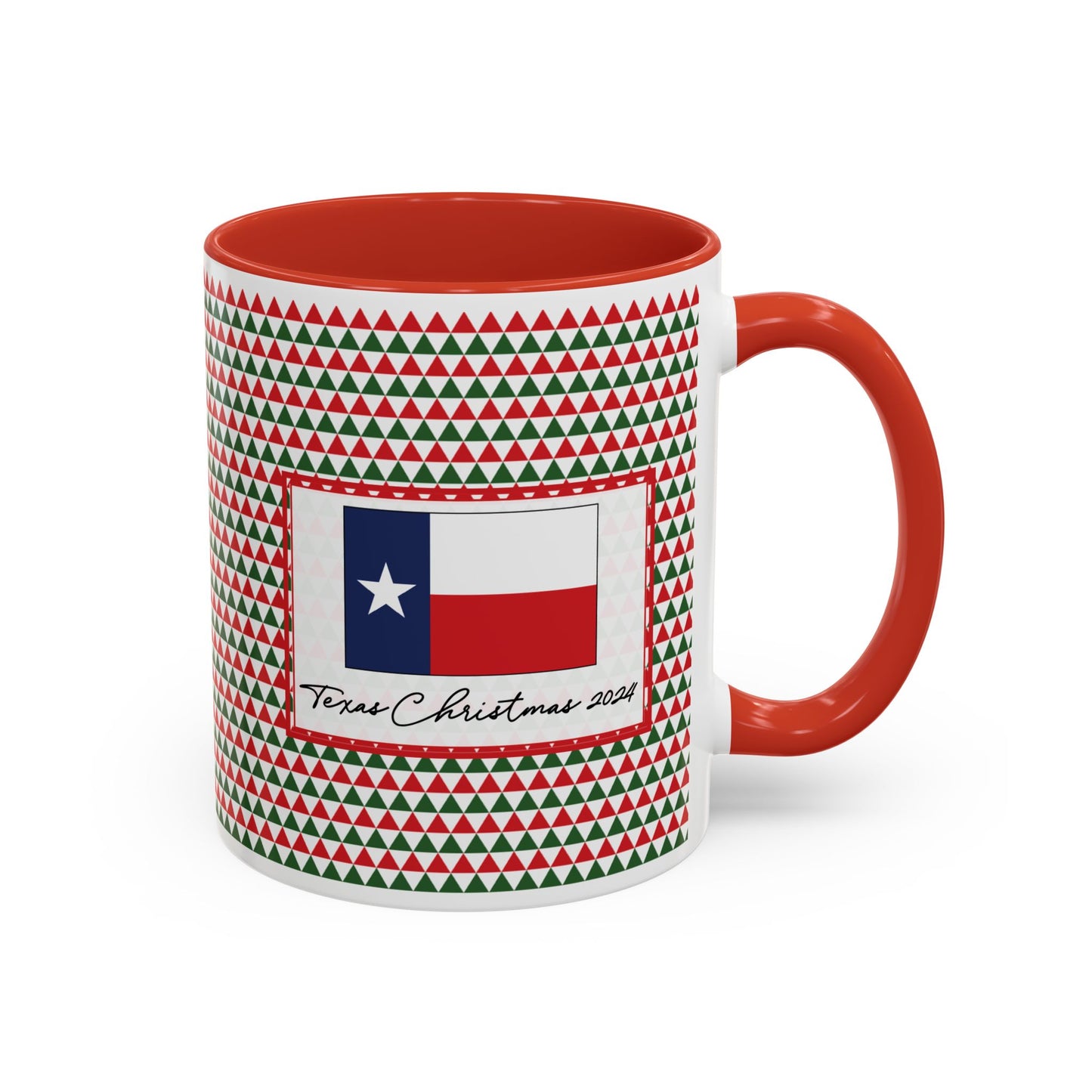 Jolly- Red & Green Triangles Personalizable Christmas Ceramic Mug (11oz, 15 oz)