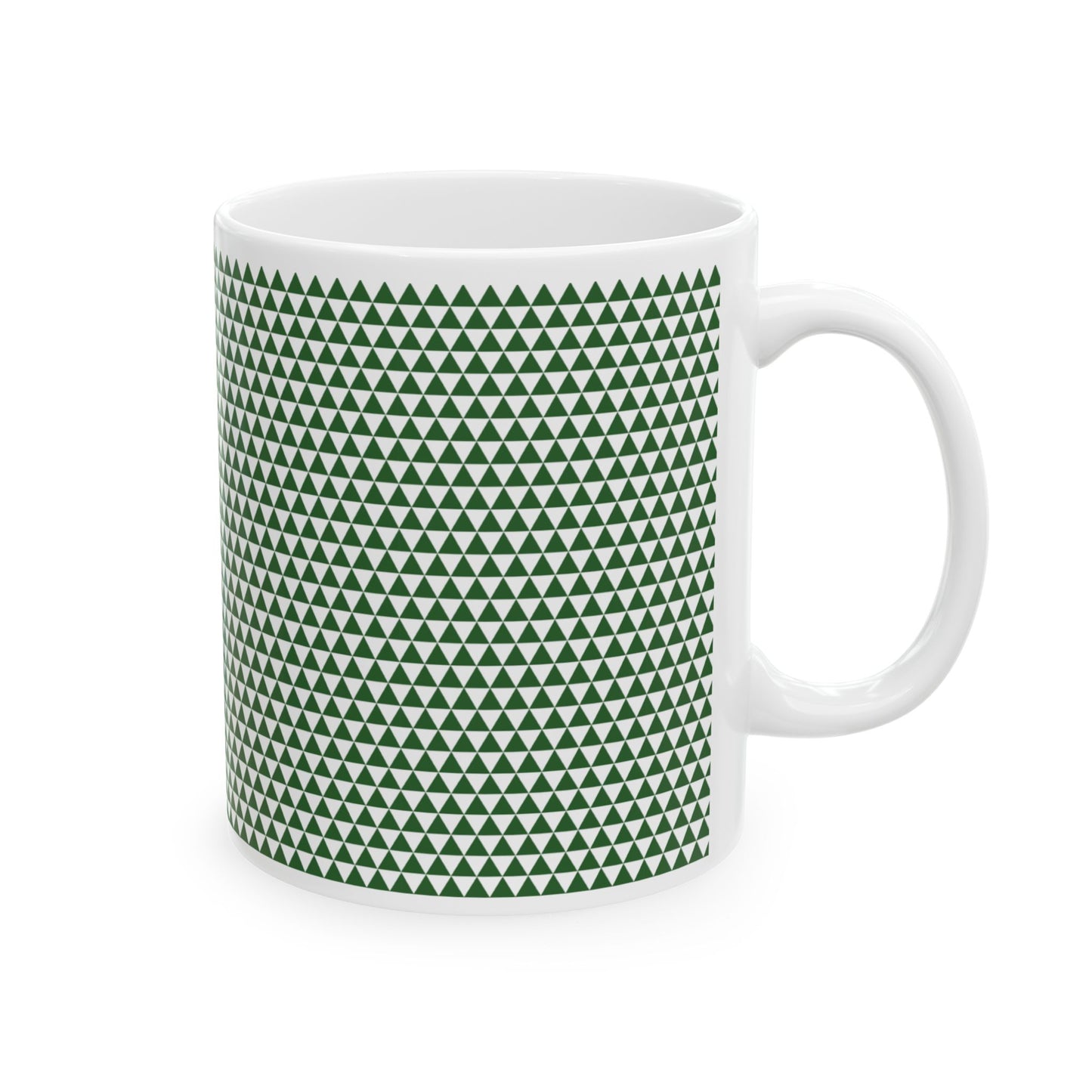 Green Triangles Ceramic Mug, (11oz, 15oz)