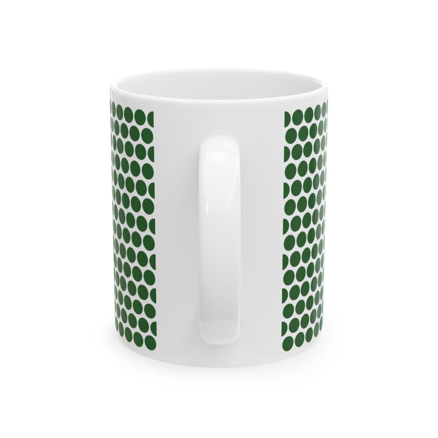 Green Polka Dot Ceramic Mug, (11oz, 15oz)