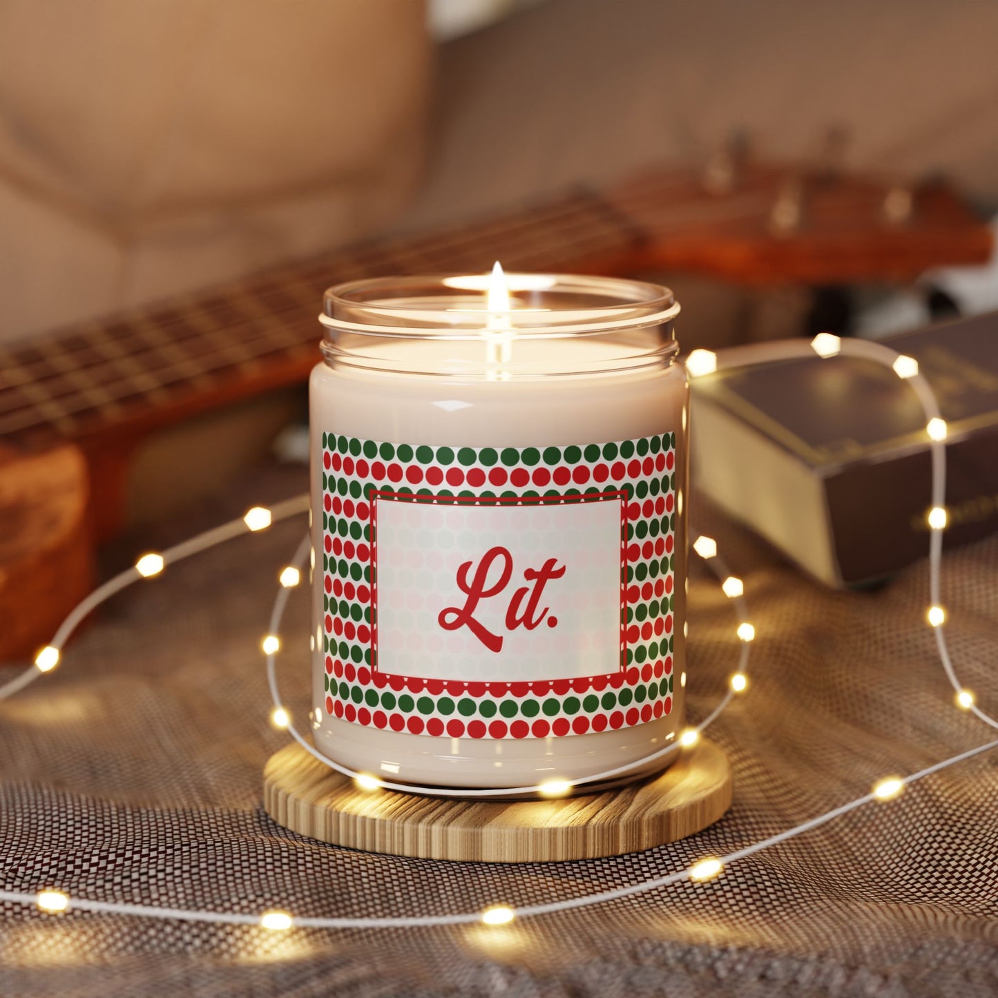 Lit- Christmas Polka Dots Scented Soy Candle, 9oz