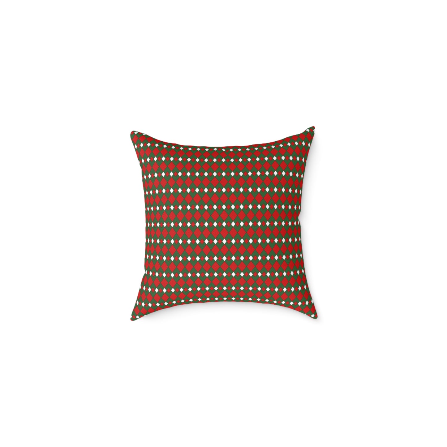 Fancy Argyle Christmas Decorative Pillow | Double‑Sided Poly Canvas Cushion, Vibrant Holiday Décor, 5 Sizes