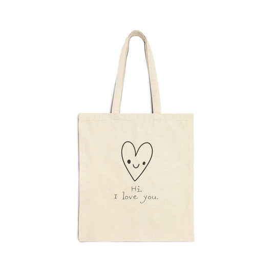 Hi. I Love You. Texas State Cut-Out Valentines Personalize Custom Name Cotton Canvas Tote Bag