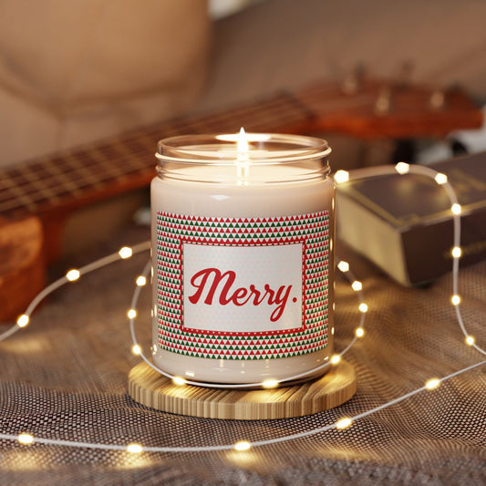 Merry- Christmas Triangles Scented Soy Candle, 9oz