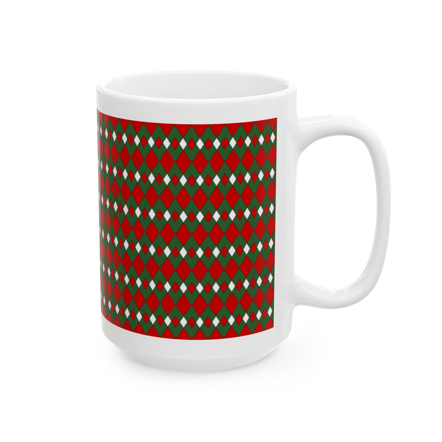 Christmas Fancy Argyle Ceramic Mug, (11oz, 15oz)