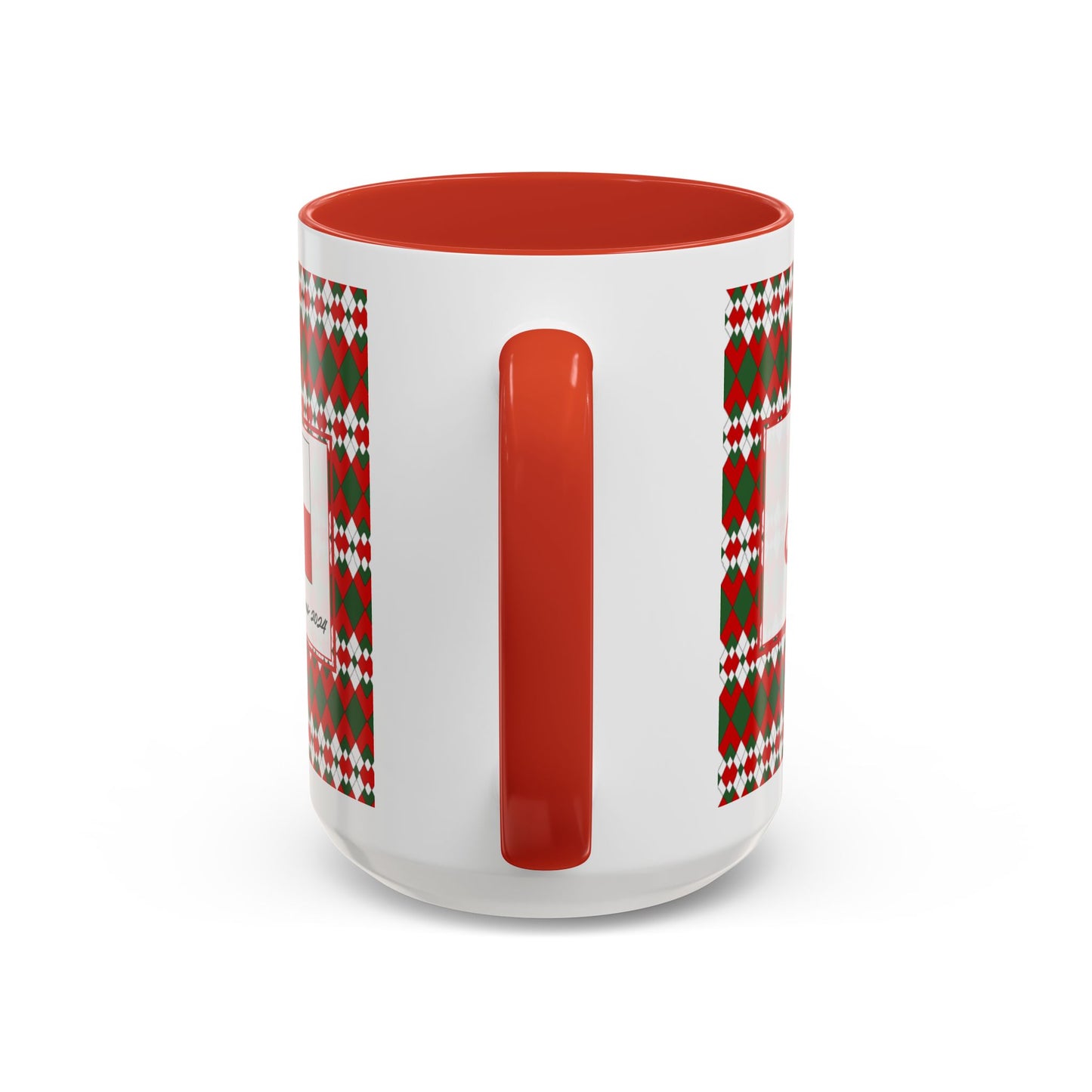 Joy- Christmas Extra Argyle Personalizable Christmas Ceramic Mug (11oz, 15 oz)