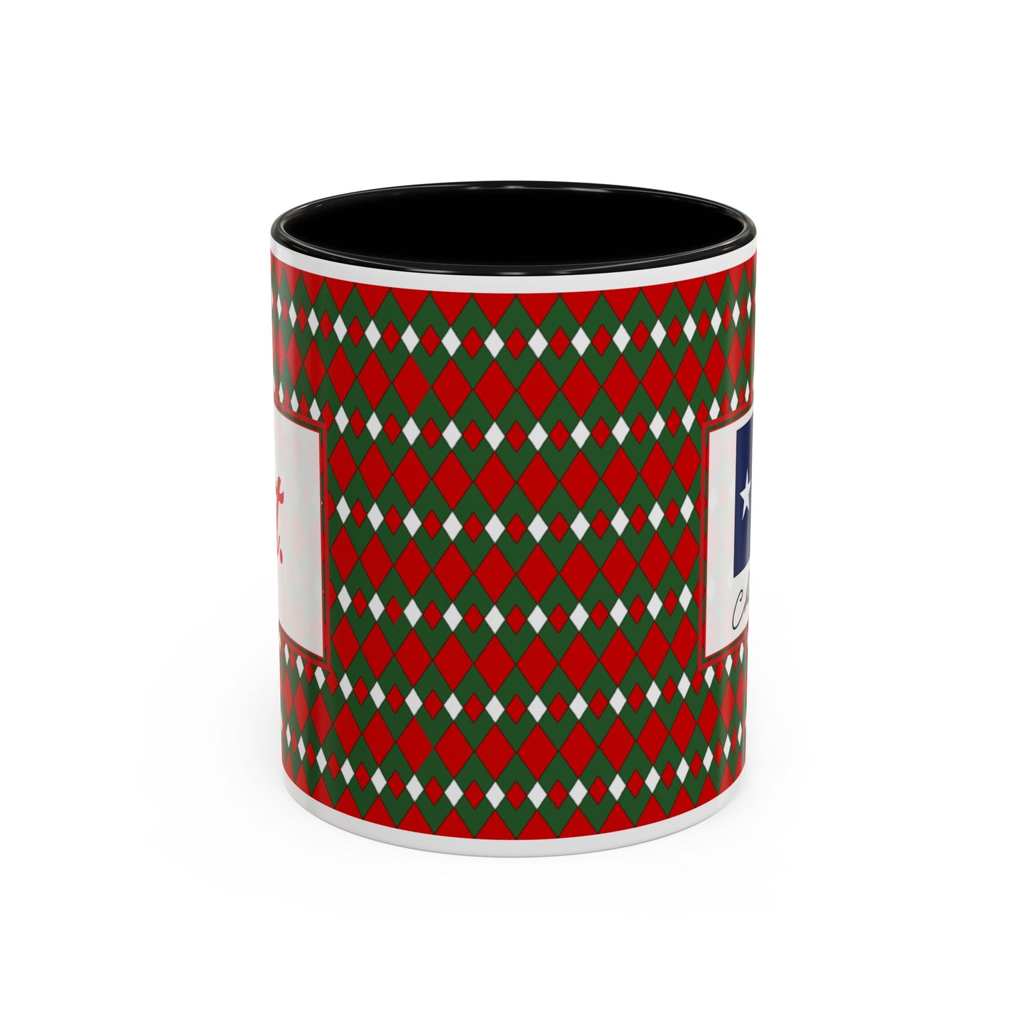 Lit- Christmas Fancy Argyle Personalizable Christmas Ceramic Mug (11oz, 15 oz)