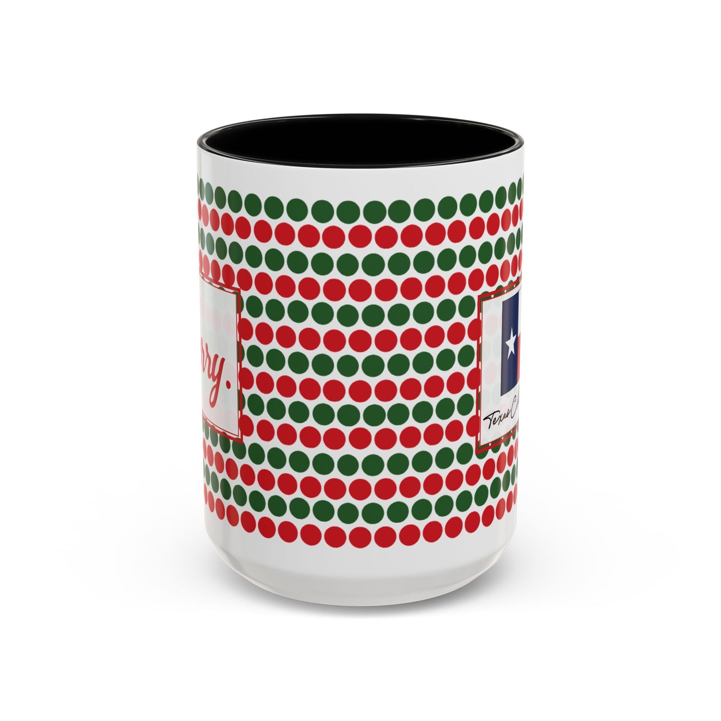 Merry- Christmas Polka Dots Personalizable Christmas Ceramic Mug (11oz, 15 oz)