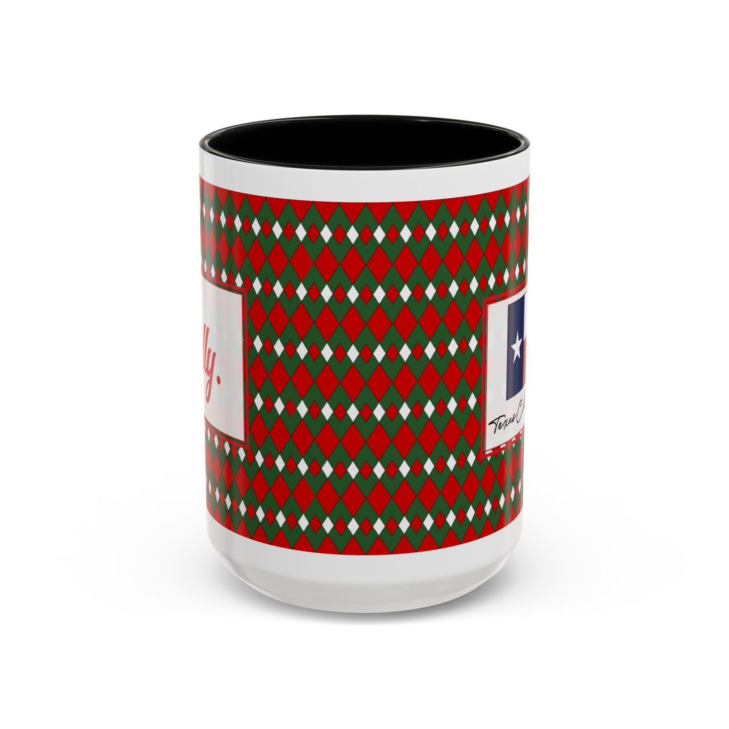 Jolly- Christmas Fancy Argyle Personalizable Christmas Ceramic Mug (11oz, 15 oz)