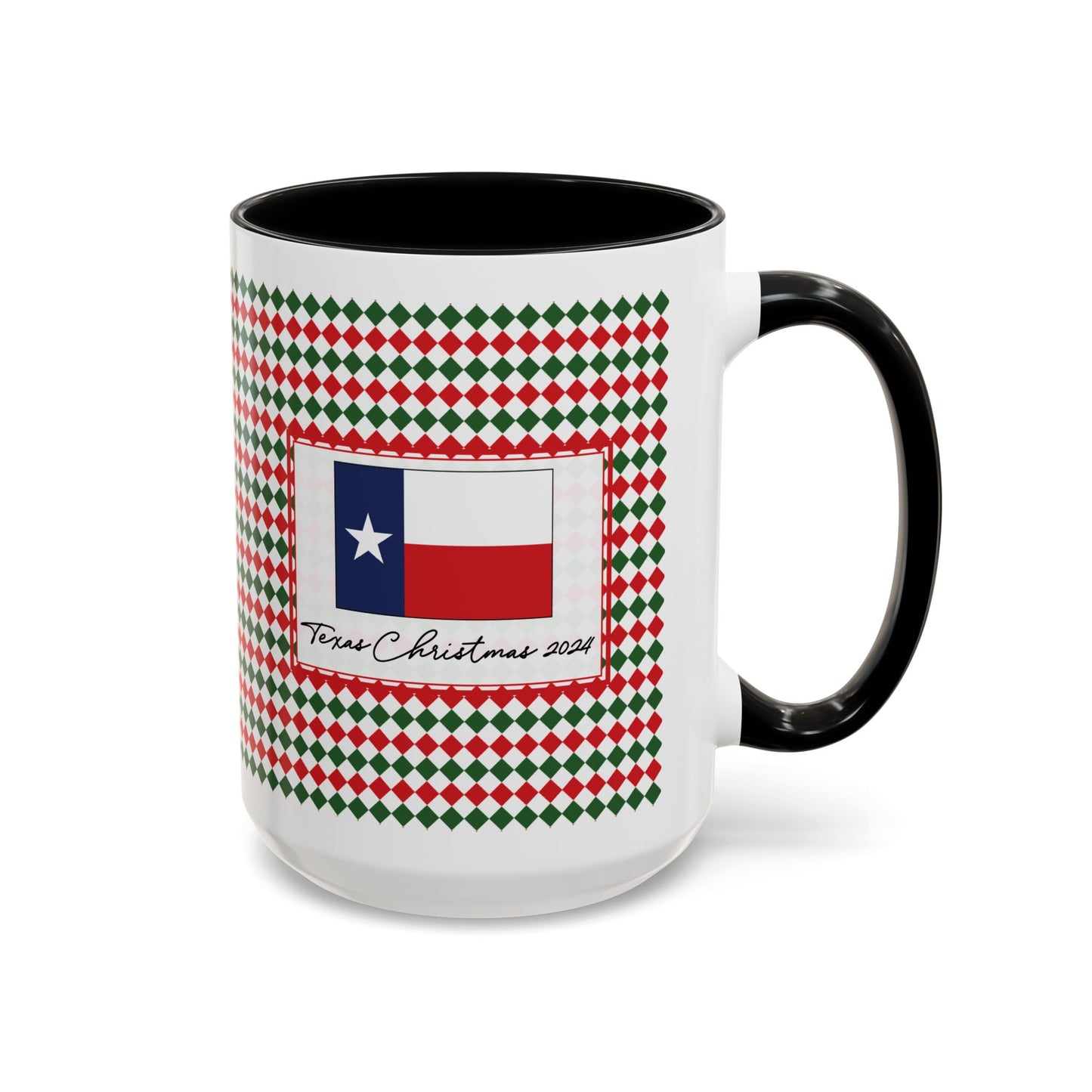 Nog- Christmas Argyle Personalizable Christmas Ceramic Mug (11oz, 15 oz)