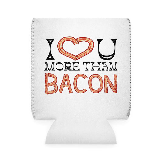 I Love You More Than Bacon Valentines Texas Flag Personalize Custom Name Can Cooler Sleeve
