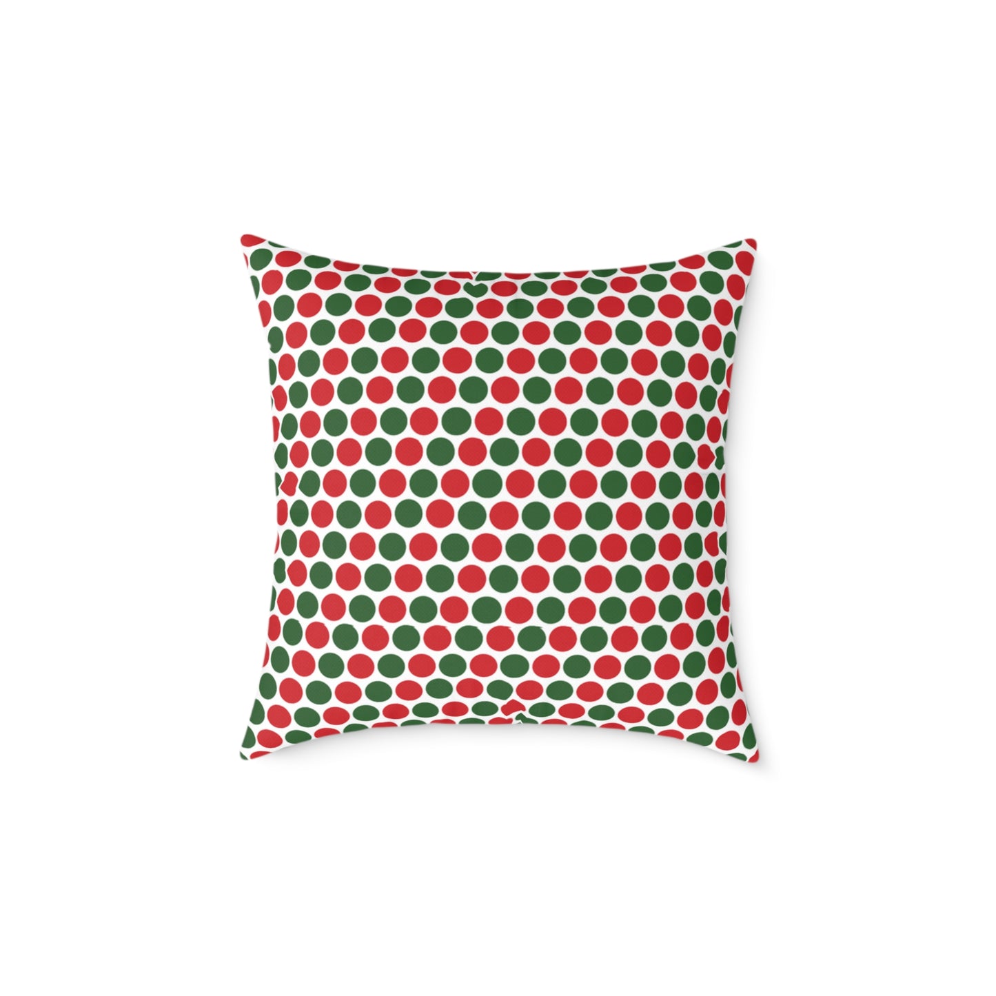 Red & Green Polka Dot Party Christmas Decorative Pillow | Double‑Sided Poly Canvas Cushion, 5 Sizes, Vibrant Holiday Décor
