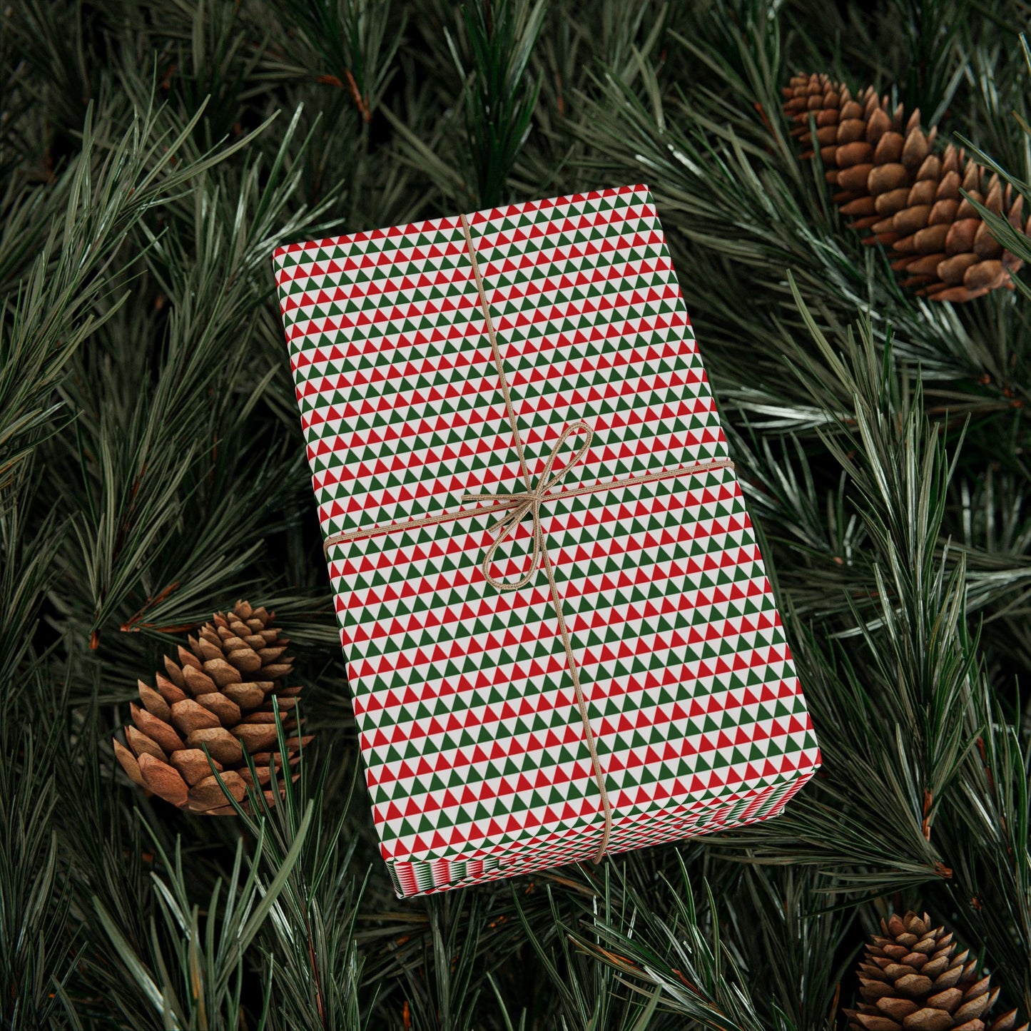 Christmas Tiny Triangle Stripes Wrapping Paper