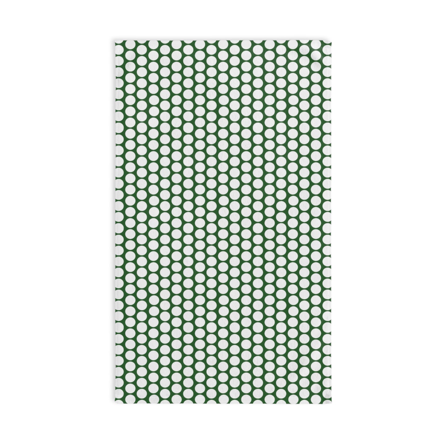 White Polka Dot on Green Holiday Hand Towel | Soft Cotton Back, Polyester Front, Festive Home Décor