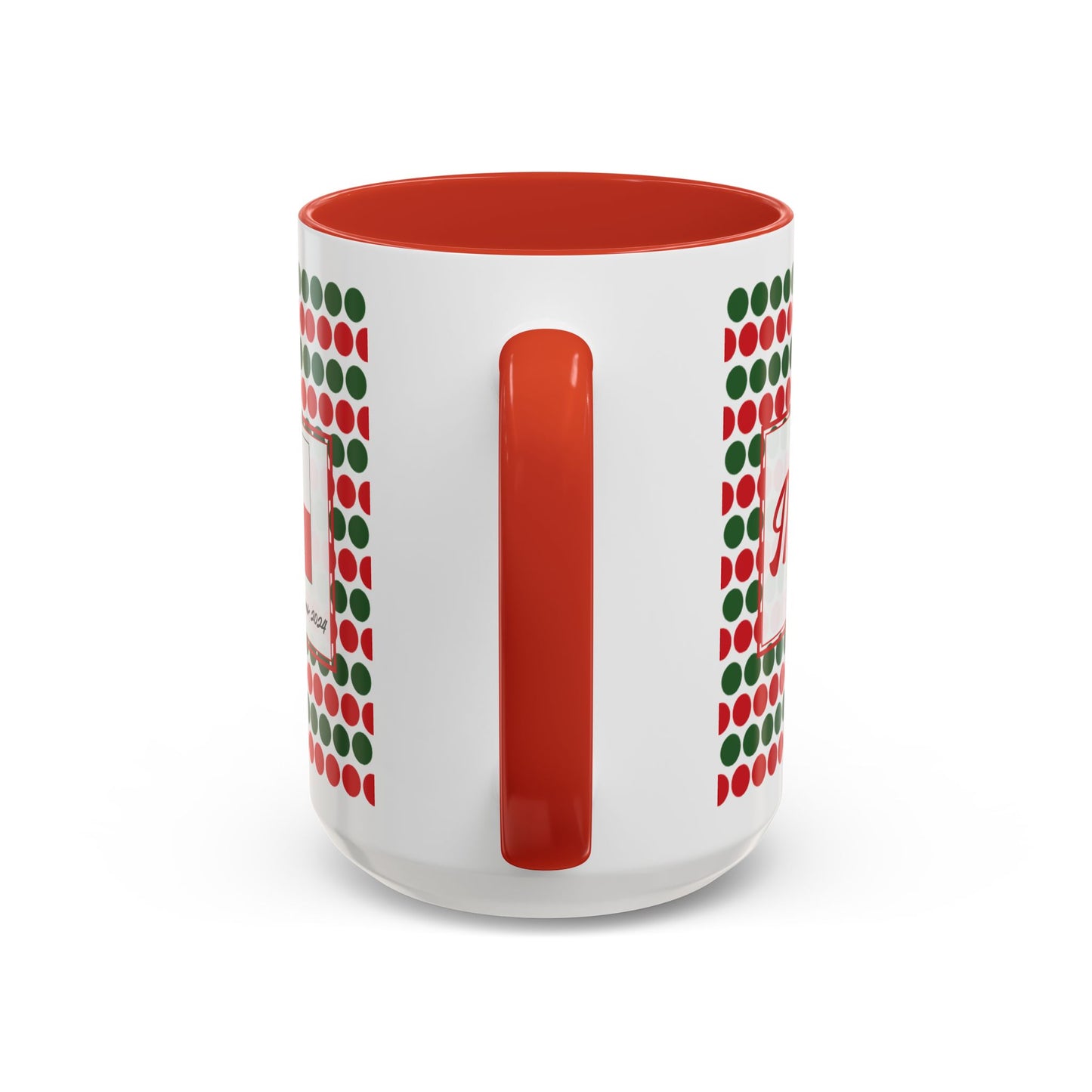 Merry- Christmas Polka Dots Personalizable Christmas Ceramic Mug (11oz, 15 oz)