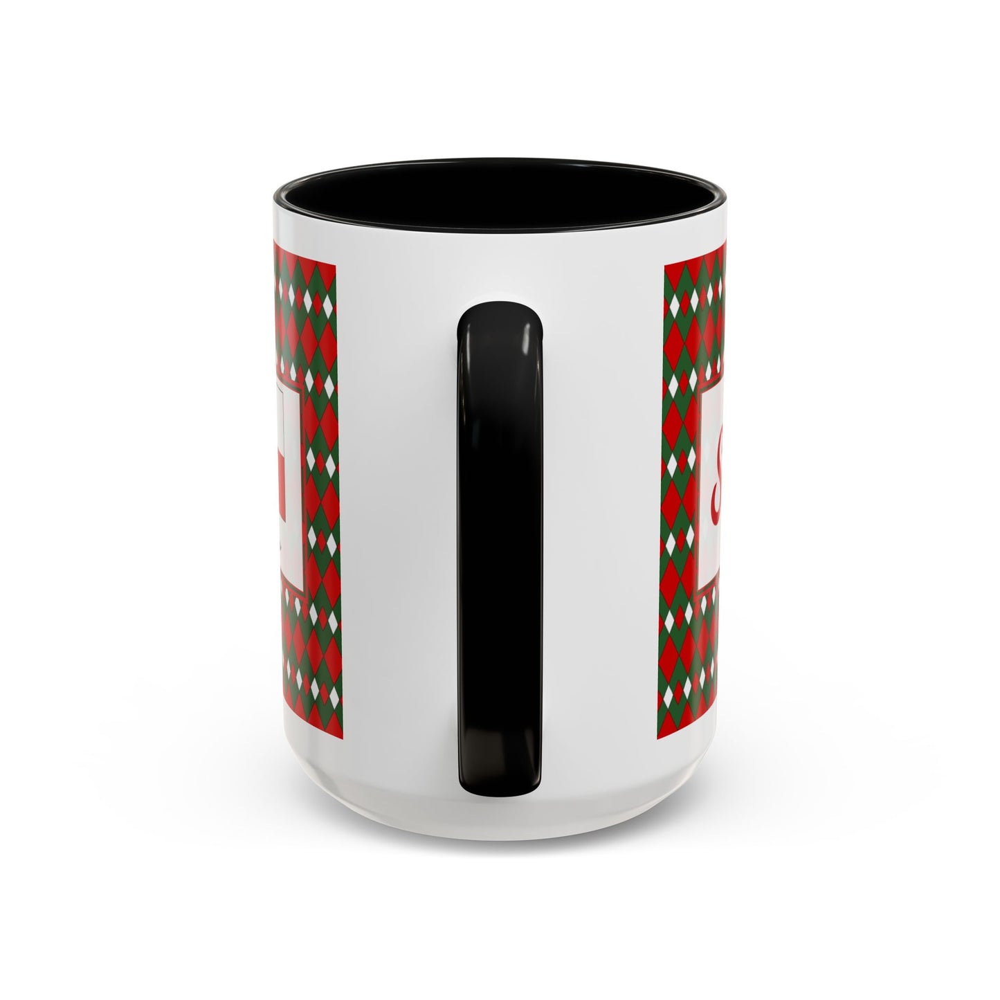 Sleigh- Christmas Fancy Argyle Personalizable Christmas Ceramic Mug (11oz, 15 oz)