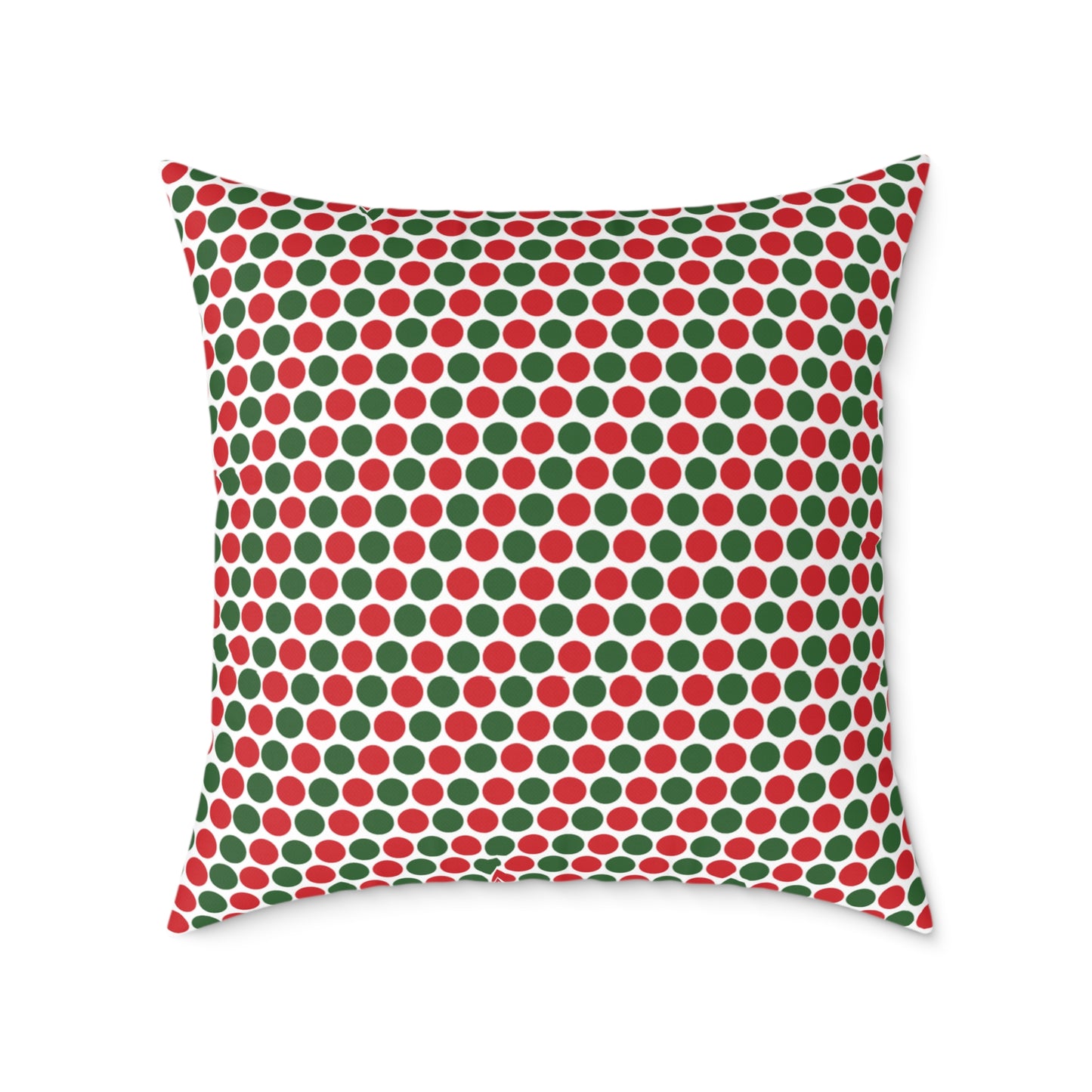 Red & Green Polka Dot Party Christmas Decorative Pillow | Double‑Sided Poly Canvas Cushion, 5 Sizes, Vibrant Holiday Décor