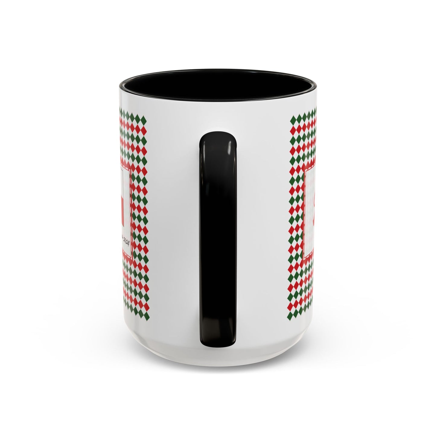 Nog- Christmas Argyle Personalizable Christmas Ceramic Mug (11oz, 15 oz)