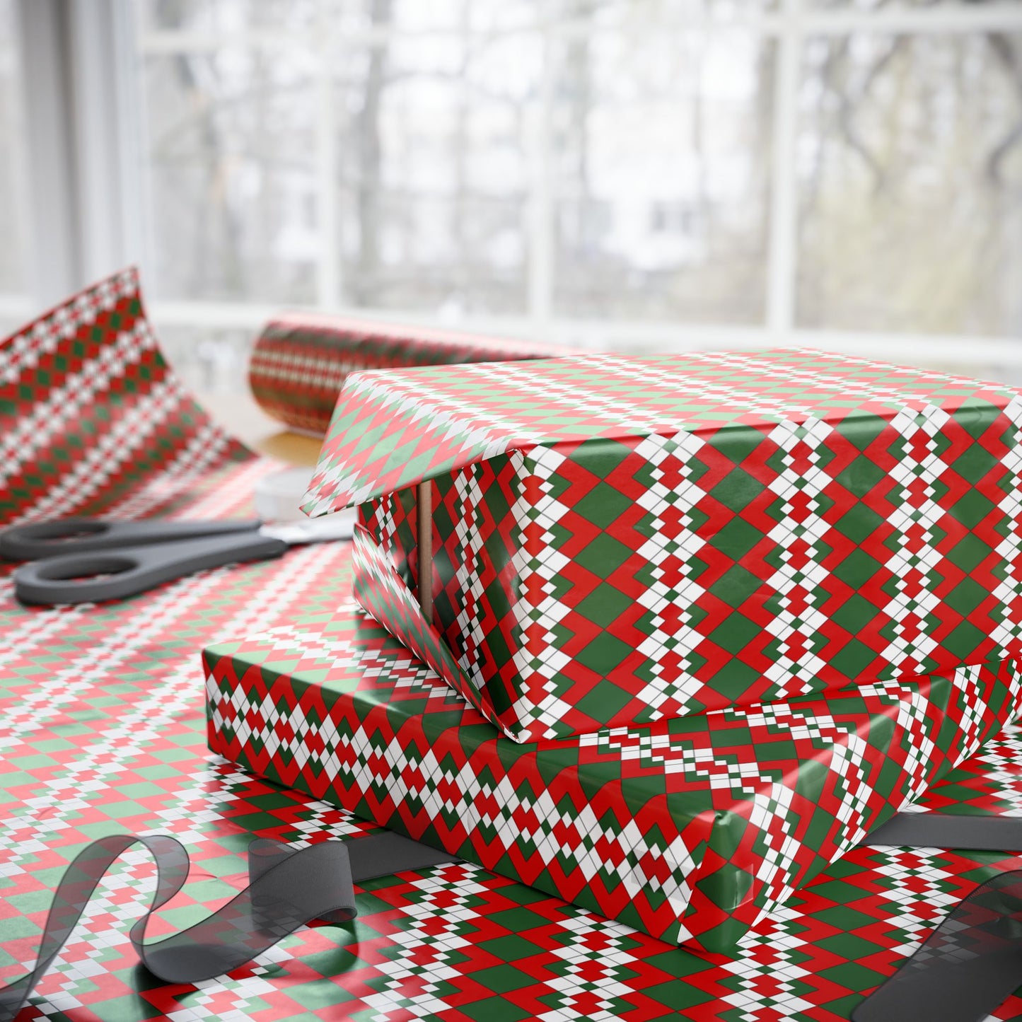 Extra Argyle Wrapping Paper | Luxury Matte or Glossy Gift Wrap, 90gsm Fine Art Paper, 3 Sizes