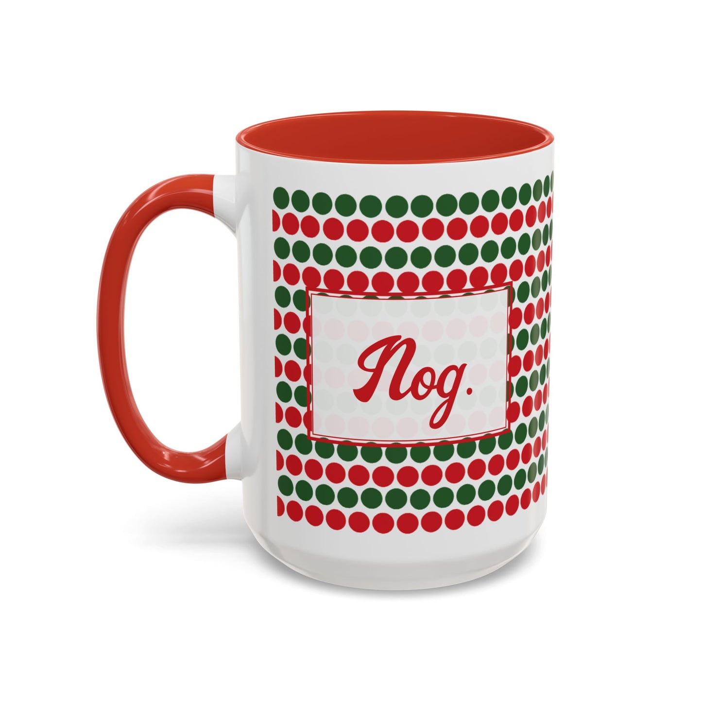 Nog- Christmas Polka Dots Personalizable Christmas Ceramic Mug (11oz, 15 oz)