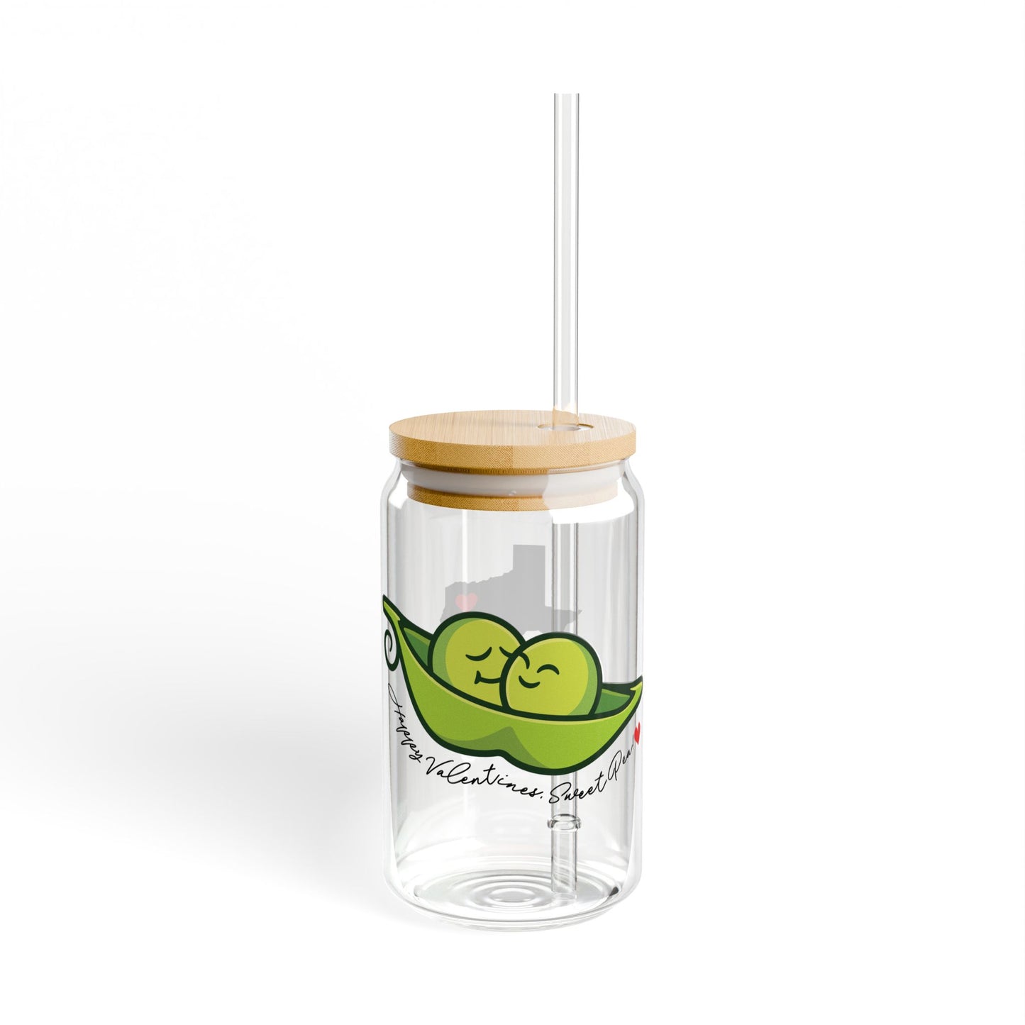 Sweet Pea Texas State Cut-Out Valentines Personalizable Custom Name Sipper Glass, 16oz