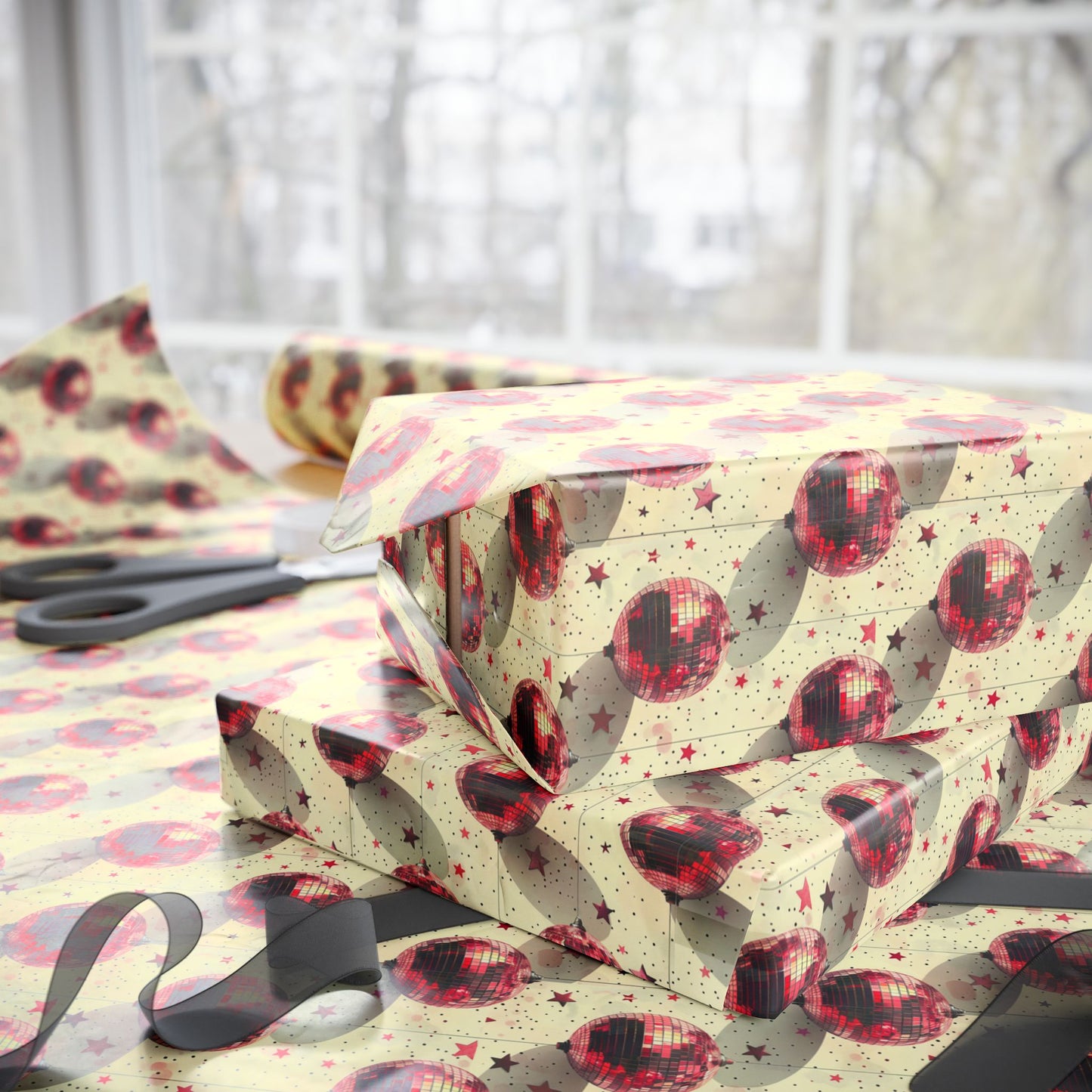 Disco Christmas Red Wrapping Paper
