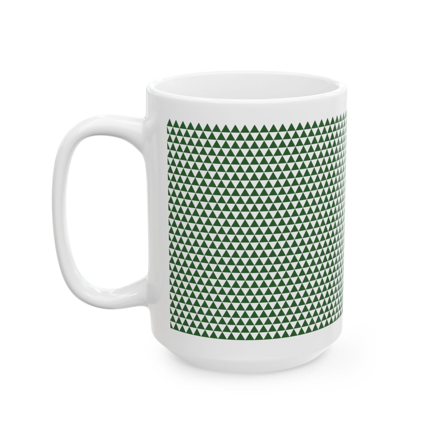 Green Triangles Ceramic Mug, (11oz, 15oz)