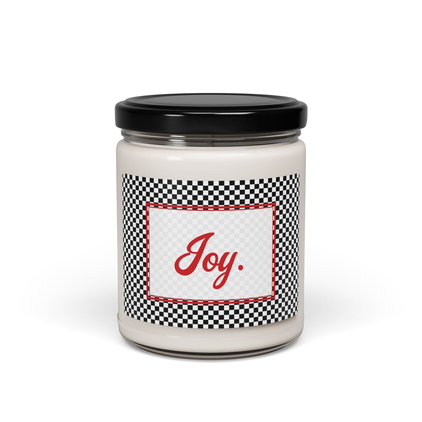 Joy- Black Checkered Scented Soy Candle, 9oz