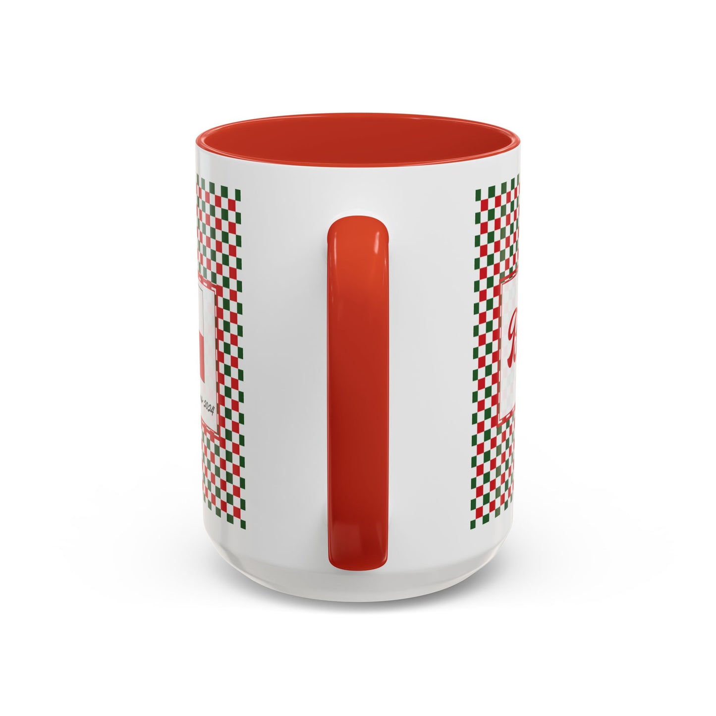 Bright- Christmas Checkered Personalizable Christmas Ceramic Mug (11oz, 15 oz)