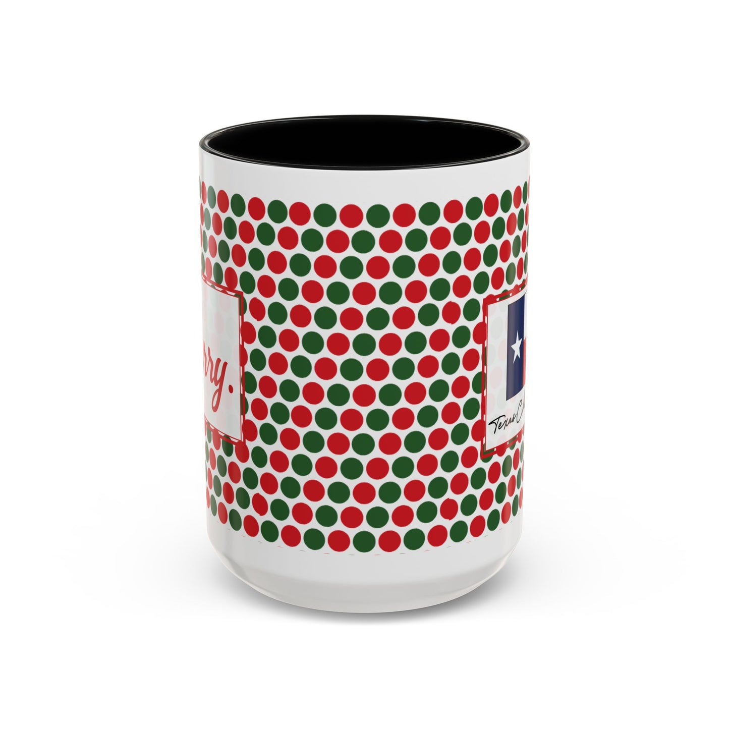 Merry- Christmas Polka Dot Party Personalizable Christmas Ceramic Mug (11oz, 15 oz)