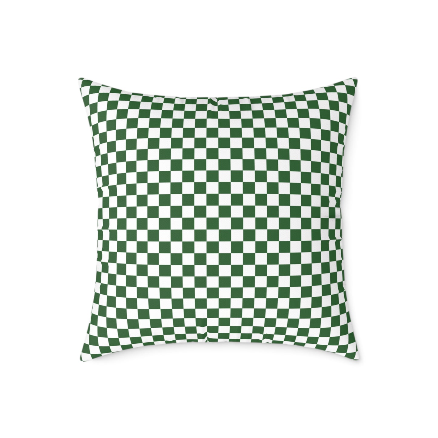 Green & White Check Christmas Decorative Pillow | Double‑Sided Poly Canvas Cushion, Vibrant Holiday Décor, 5 Sizes