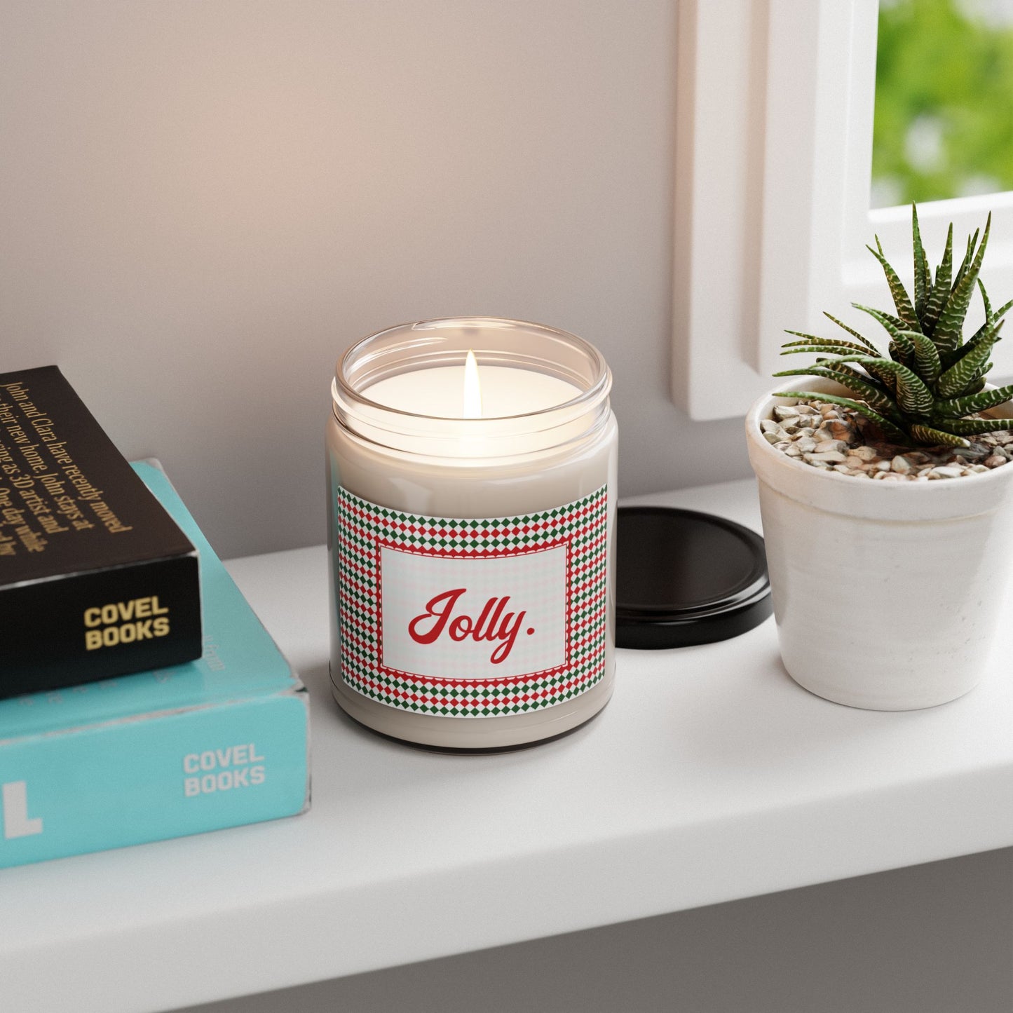 Jolly- Christmas Argyle Scented Soy Candle, 9oz