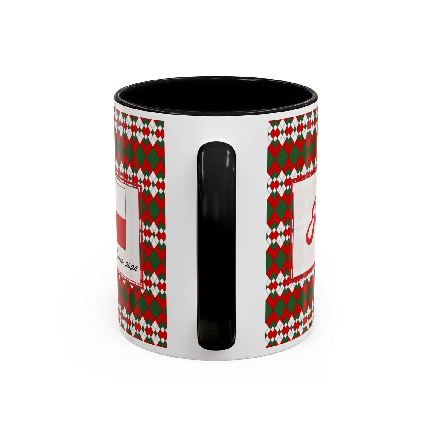 Jolly- Christmas Extra Argyle Personalizable Christmas Ceramic Mug (11oz, 15 oz)