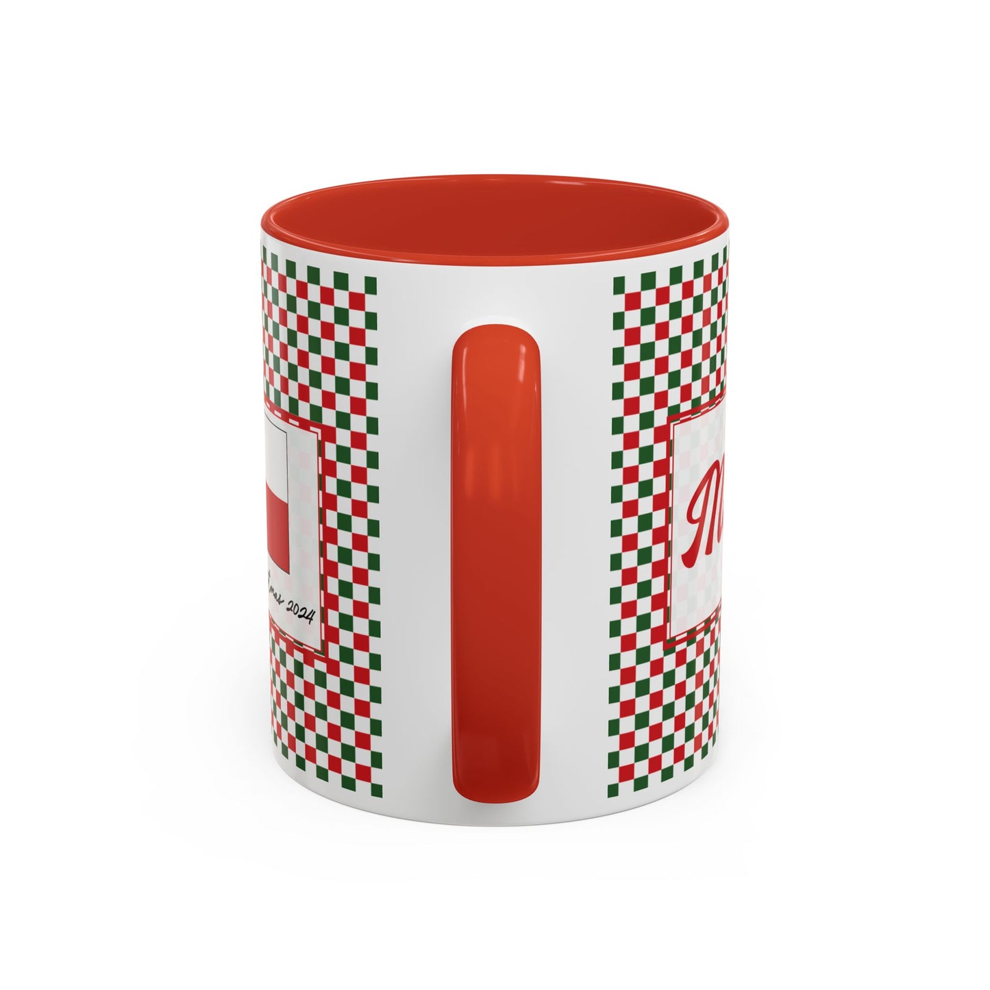 Merry- Christmas Checkered Personalizable Christmas Ceramic Mug (11oz, 15 oz)