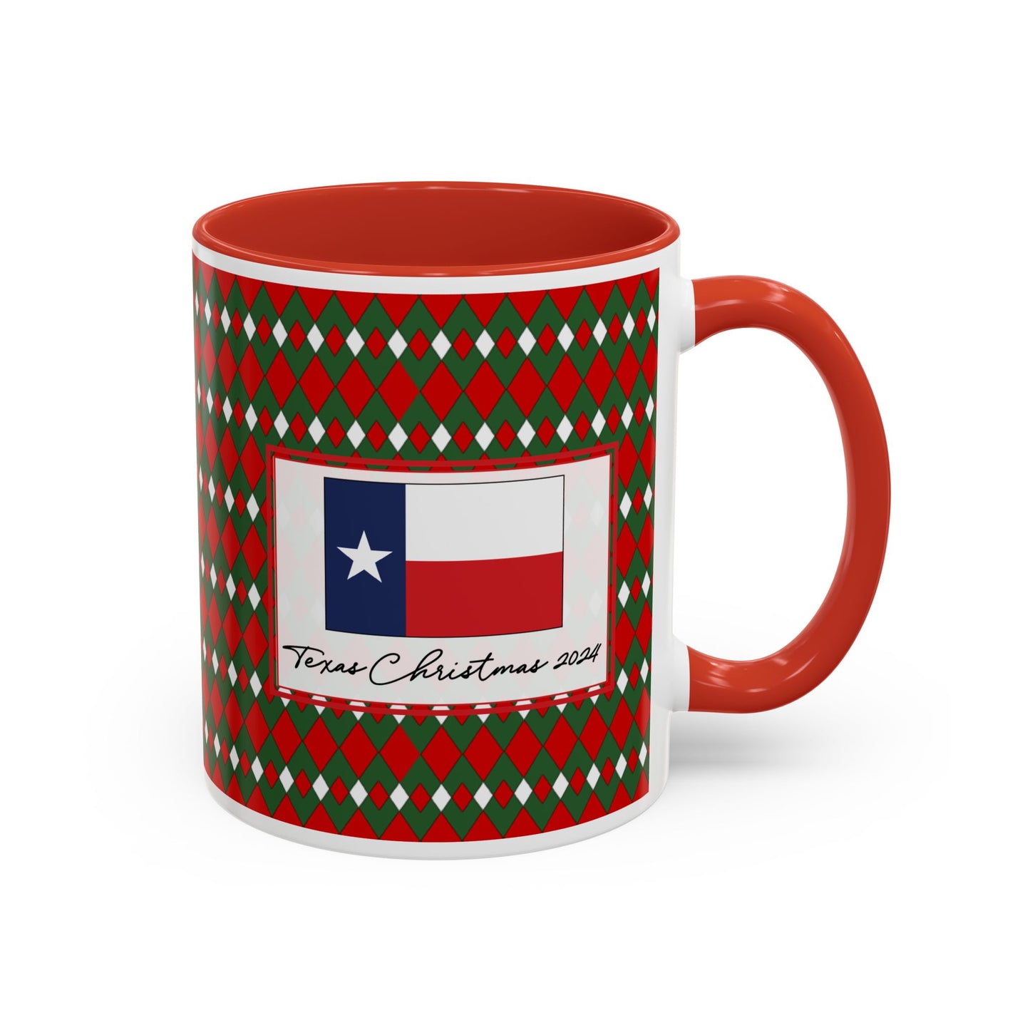 Bright- Christmas Fancy Argyle Personalizable Christmas Ceramic Mug (11oz, 15 oz)