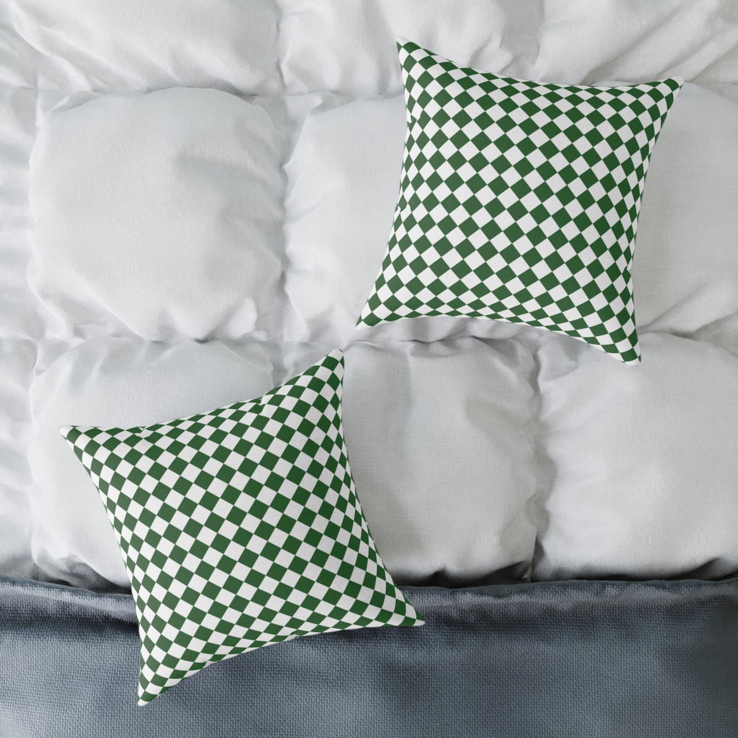 Green & White Argyle Christmas Decorative Pillow | Double Sided Poly Canvas Cushion, Vibrant Holiday Decor, 5 Sizes
