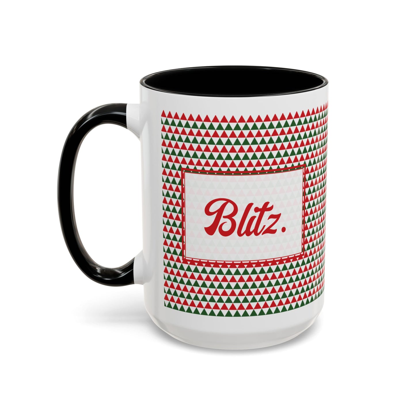 Blitz- Red & Green Triangles Personalizable Christmas Ceramic Mug (11oz, 15 oz)