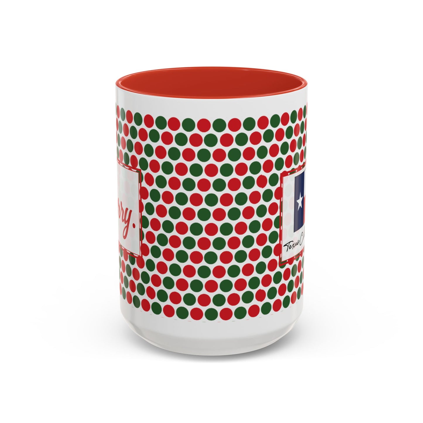 Merry- Christmas Polka Dot Party Personalizable Christmas Ceramic Mug (11oz, 15 oz)