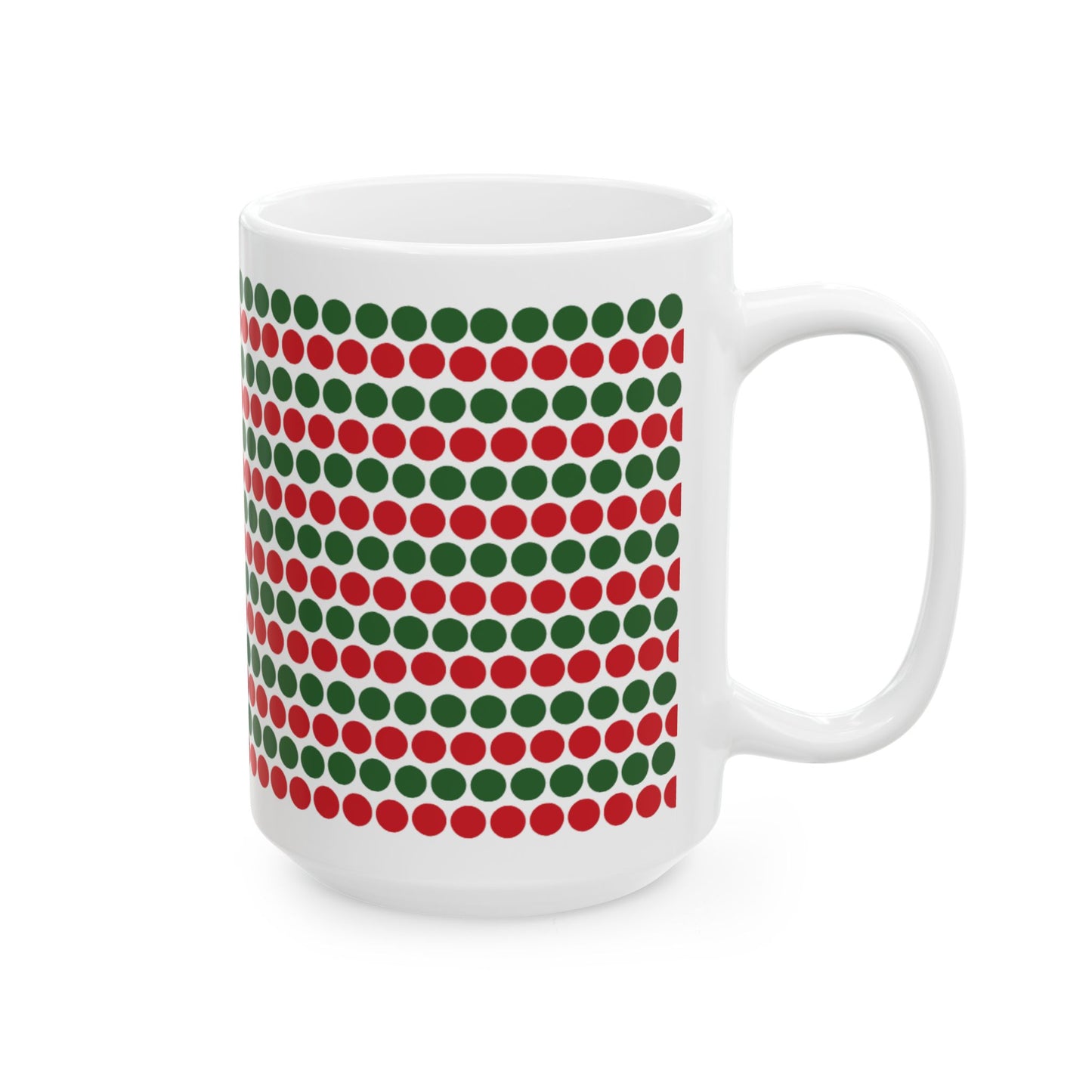 Christmas Polka Dots Ceramic Mug, (11oz, 15oz)