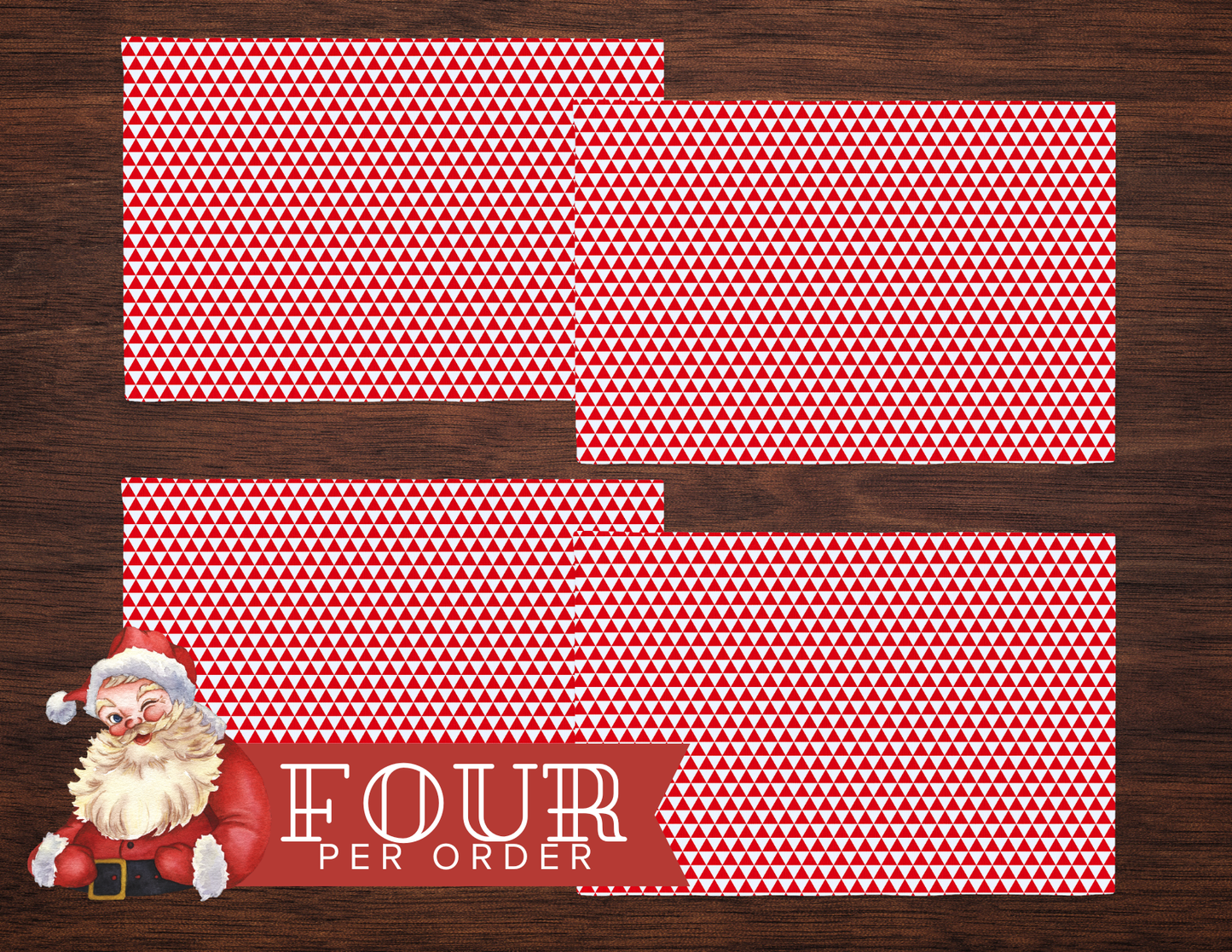 Red Triangle Polyester Placemats | Bold Christmas Holiday Dining Décor, Festive Washable Table Mat Set