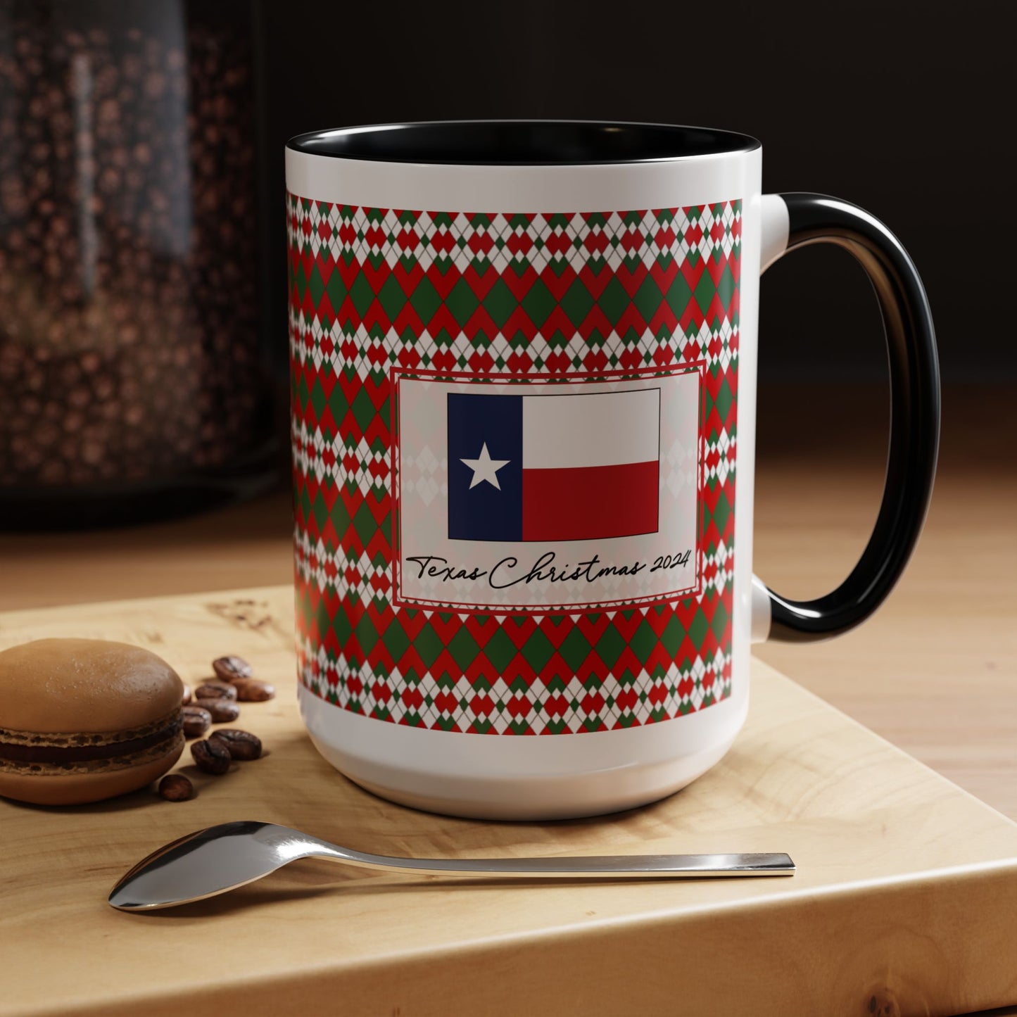 Bright- Christmas Extra Argyle Personalizable Christmas Ceramic Mug (11oz, 15 oz)