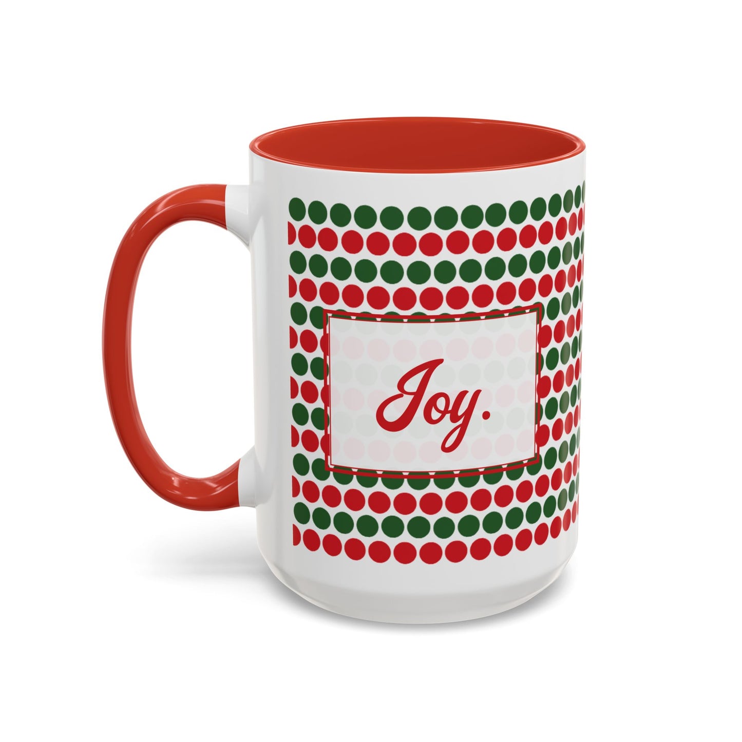 Joy- Christmas Polka Dot Personalizable Christmas Ceramic Mug (11oz, 15 oz)