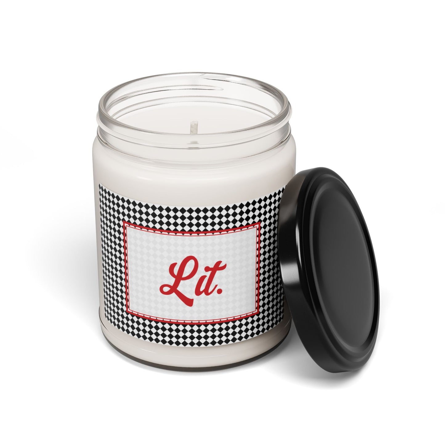 Lit- Black Argyle Scented Soy Candle, 9oz