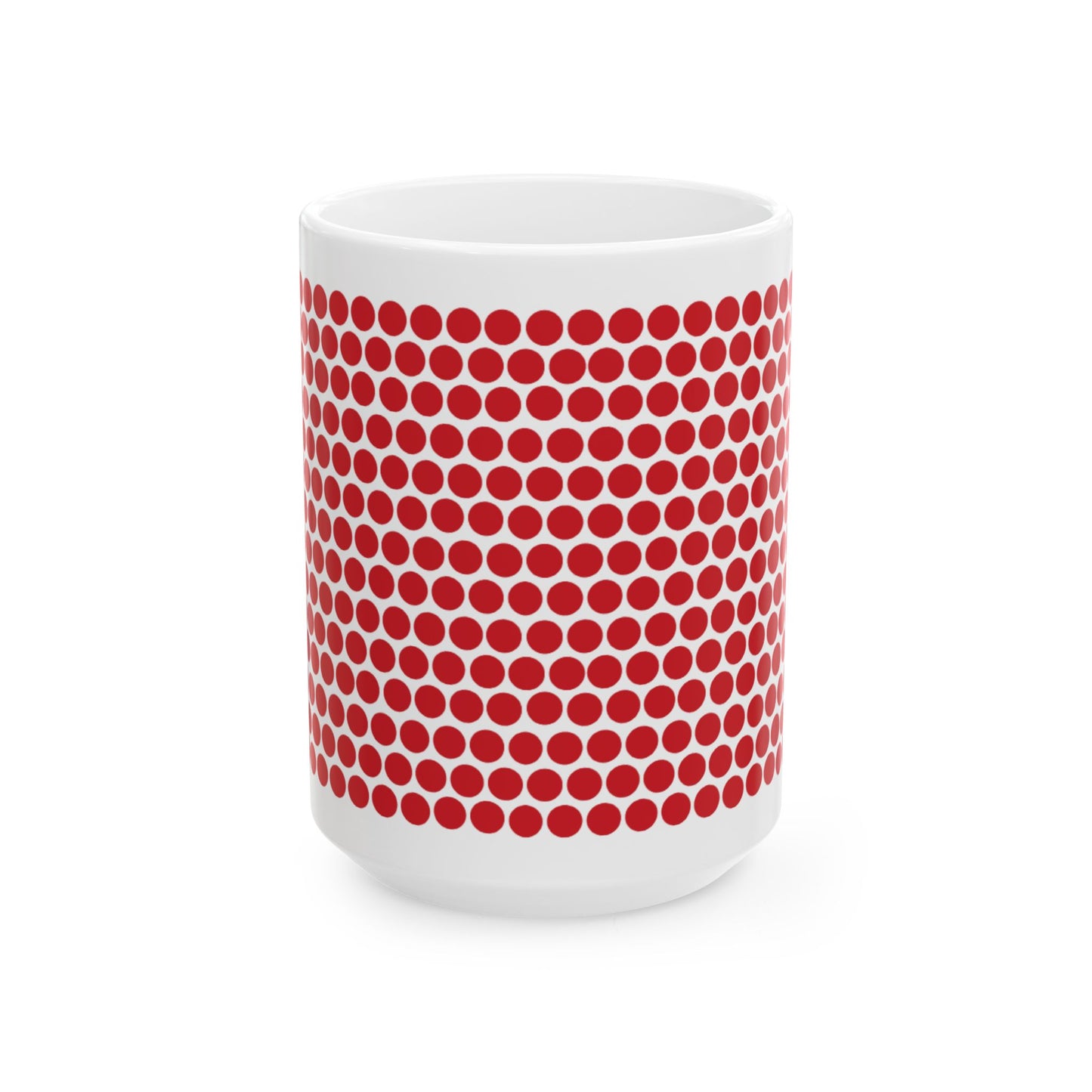 Red Polka Dot Ceramic Mug, (11oz, 15oz)