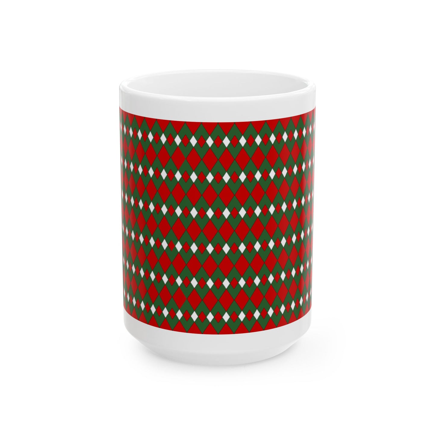 Christmas Fancy Argyle Ceramic Mug, (11oz, 15oz)