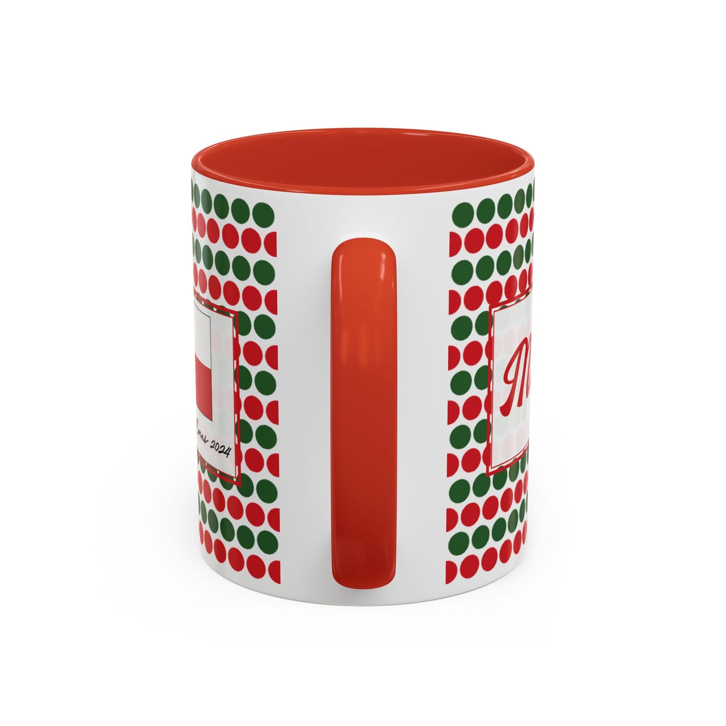 Merry- Christmas Polka Dots Personalizable Christmas Ceramic Mug (11oz, 15 oz)